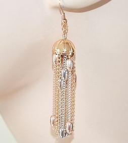 Donna Argento Oro Rosato Fili Pendenti Pietre Eleganti Cerim