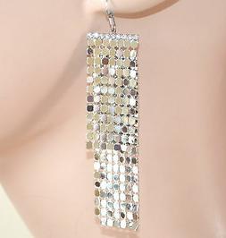 Donna Argento Pendenti Eleganti Maglia Nido Ape Strass Cerim