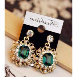 orecchini donna argento pendenti smeraldo zirconi oro