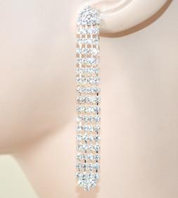Donna Argento Pendenti Strass Cristalli Sposa Eleganti Boucl