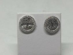 Donna Argento Rodiato Albero Della Vita Con Zirconi Bianchi 