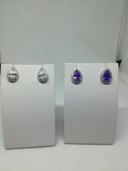 Donna Argento Zircone Ametista E Bianco Goccia Aderenti Lobo