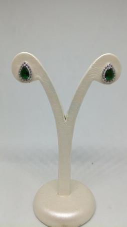 Donna Argento Zircone Smeraldo A Goccia Aderenti Lobo Stile 