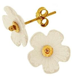 Donna Bambina Oro Giallo 18 Kt Carati Ct 750 0,65 Gr Fiore F