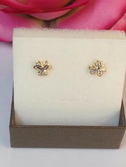 Donna Bambina Oro Giallo Bianco 18 Kt  750% A Lobo Fiore Tri