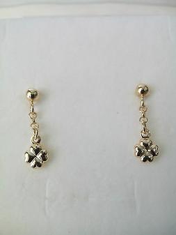 Donna/ Bambina Quadrifoglio Pendenti Oro 18 Kt Giallo Earrin