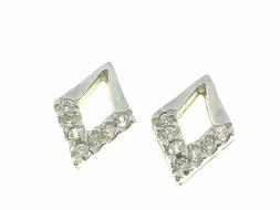 Donna Bimba Bambina Rombi Oro Bianco 18 Kt Carati Ct 750 1,4