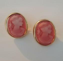 Donna Bottone Oro Con Cameo Corallo