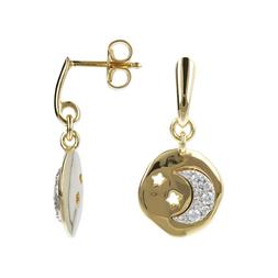 Donna Etrusca Gioielli Bronzo Placcati Oro 18 Kt Luna Pietre