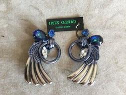 Donna Carlo Zini Pietra Blu Clip Vintage Earrings Blue Stone