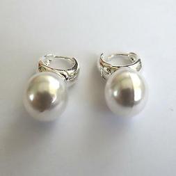 Donna Cerchi Colore Argento Con Perla Bianca -  60 Zz