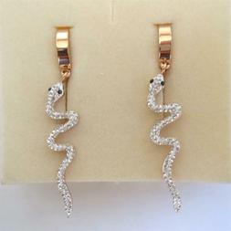 Donna Cerchi Zirconi Acciaio Colore Oro Con Serpente Pendent