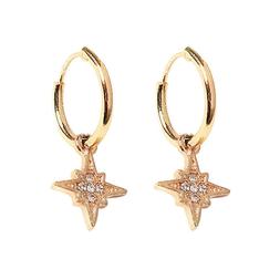 Donna Cerchio Pendente Stella Con Strass Colore Oro