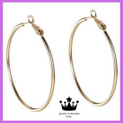 Donna Cerchio Placcati Color Oro 18 K Misura 50 Mm Grandi Gi