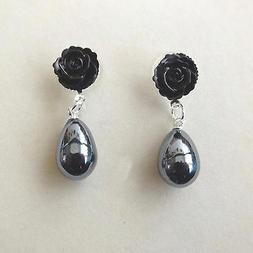 Donna Colore Argento Rosa Con Perla Nera A Goccia - 43 R