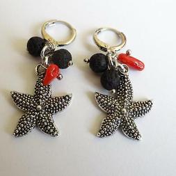 Donna Colore Argento Stella Marina Corallo Rosso, Pietra Lav