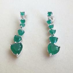 Donna Colore Argento Stile Tennis Con Smeraldi Forma Cuori -