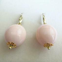 Donna Colore Oro Con Grande Corallo Rosa Pendente - 35 Dd