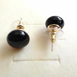 Donna Colore Oro Lobo Con Perla Nera Cipollina 1,2 Cm - 145 