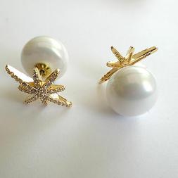 Donna Colore Oro Perla Bianca E Rosa Dei Venti Zirconi Bianc