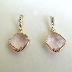 Donna Colore Oro Rosa Di Francia A Rombo E Zirconi Bianchi -