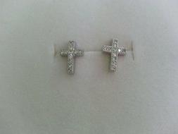 Donna Croce Argento,zirconi Bianchi Idea Regalo Earring Silv