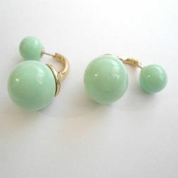 Donna Doppia Perla Archetto Colore Oro  - Perla Verde Acqua 
