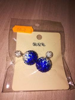 Donna Doppia Perla Colore Bianco E Blu Con Brillantini