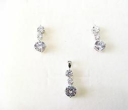 Donna E Ciondolo Zirconi Bianchi Argento 925 Idea Regalo Set
