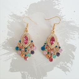 Donna Eleganti Strass Colorati Nichel Free - Oro