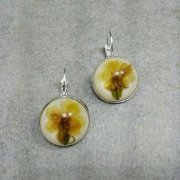 Donna Fiori Veri Pendenti Donna Fiori Gialli Orecchini Fatti