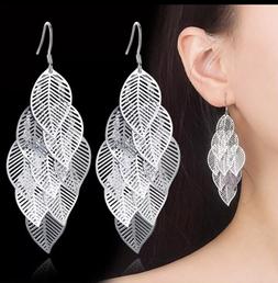 Donna Foglia Pendenti Foglie Argento 925 Idea Regalo Natale