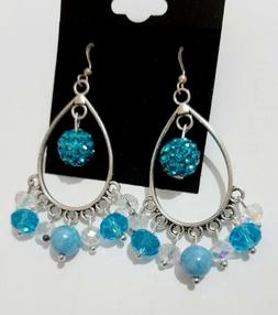 Donna Goccia Azzurri Celesti Cristalli  Scintillanti Pendent