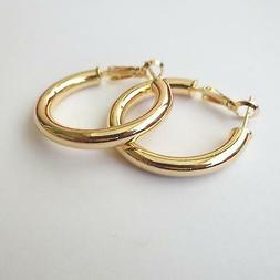 Donna Grandi Cerchi Lisci Colore Oro - 3 Cm - 4 Mm - 155 P