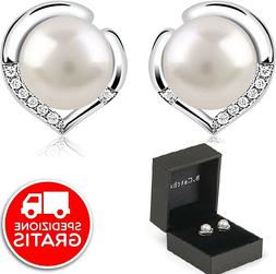 Donna In Argento 925 Con Perla D'acqua Ragazza In Custodia R