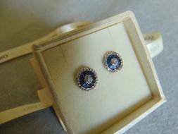 Donna In Argento 925 Sterling Punto Luce Con Zirconi Blu E I