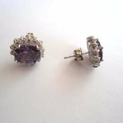 Donna Lobo Colore Argento Con Grande Ametista E Cristalli Bi