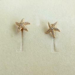 Donna Lobo Colore Oro Mini Stella Marina Con Zirconi Bianchi