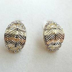 Donna  Lobo Foglia Colore Oro Con Zirconi Bianchi  - 43 Q