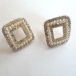 Donna  Lobo Rombi Colore Oro Con Perline E Zirconi Bianchi -