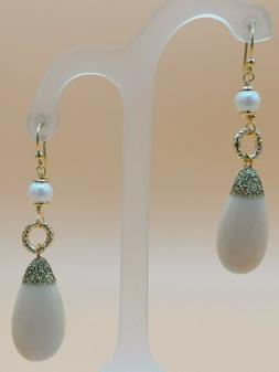 Donna Lunghi Perla Naturale Argento 925 Goccia Pasta Gioiell