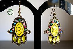 Donna Mano Di Fatima Hamsa Khamsa Gialli Etnici Tribali Indi