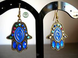 Donna Mano Di Fatima Hamsa Khamsa Blu Etnici Tribali Indie V