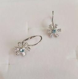 Donna Monachella Argento 925, Zirconi Bianchi E Celesti Earr