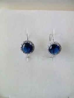 Donna Monachella Argento 925, Zirconi Bianchi E Blu Earring 