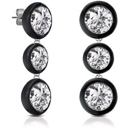 Donna Ops Objects Opsor-667 Pendenti Acciaio Smalto Nero E D