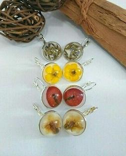 Donna Orecchini Lobo Fiori Veri Fiori Secchi Orecchini Resin