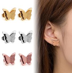 Donna Oro Argento Acciaio Swarovski Con Farfalle Chiusura Fa