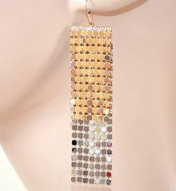 Donna Oro Argento Pendenti Eleganti Maglia Nido Ape Strass D