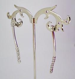 Donna Oro Bianco 18k 750 Pendenti Lunghi Zirconi Taglio Diam